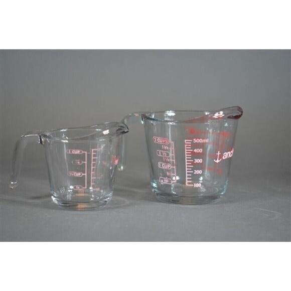 Vtg Anchor Hocking Measuring Clear Glass 1‎ & 2 CUP Sizes - Picture 3 of 6